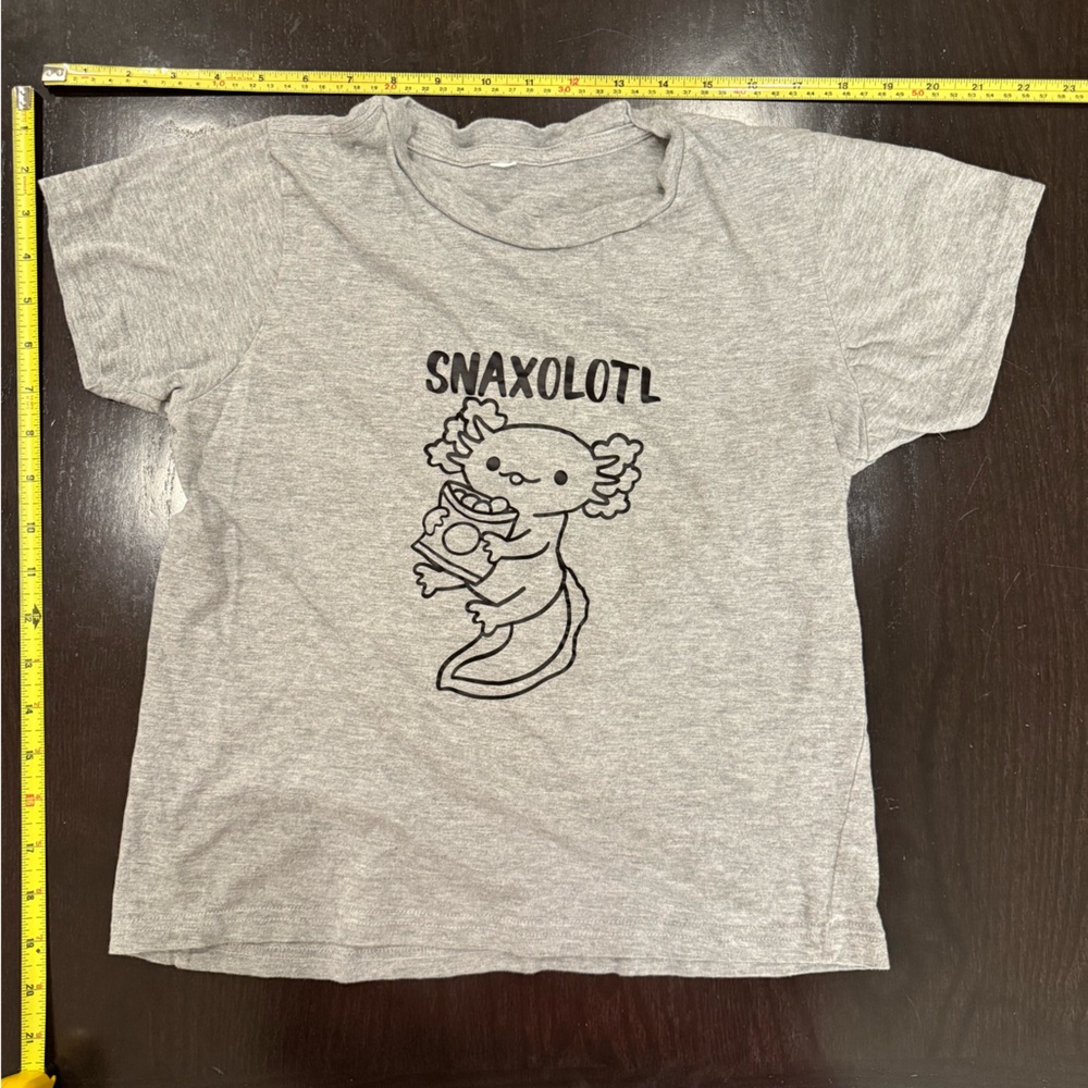 Kids Snaxolotl Gray T-shirt, size small & medium